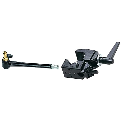 Manfrotto Auslegerarm für Superclamp, Kompatibel mit Kameras, Smartphones und Tablets, Schwarz, 15kg Belastung, Universalklammer für Rohre oder Platten mit 13-55mm Durchmesser