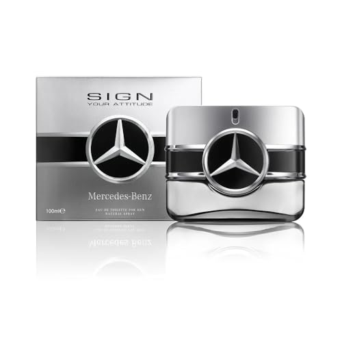 Mercedes Benz Sign Your Attitude Eau De Toilette Perfume Spray for Men - Cologne for Man - Luxury Long Lasting Fragrance with Notes Of Ginger, Nutmeg & Amber wood - 3.4 Fl Oz
