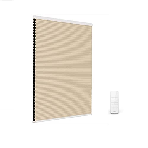 Window Shades Electric Honeycomb Blinds Top Down Bottom Up Cellular Shades Window Pleated Curtains with Remote Control Power DC110-240V Window Decoration with Multi-level Leaves(Electric,125x150)