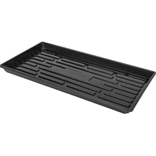 SUNPACK 10" x 20" Heavy Duty Shallow Plastic Seed Starting Tray, Black, 1" - No Drainage Holes, Ideal for Greenhouses or Indoor Gardening