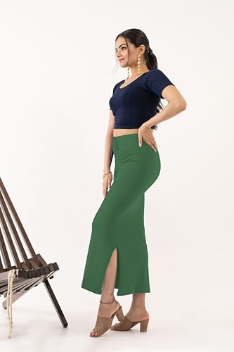 Image of DESI GIRL Cotton Lycra Stretchable Saree Shapewear Petticoat with Drawstring for Women | Fishcut Saree Petticoat with Side Slit for Easy Movement | Saree Shaper | Long inskirt