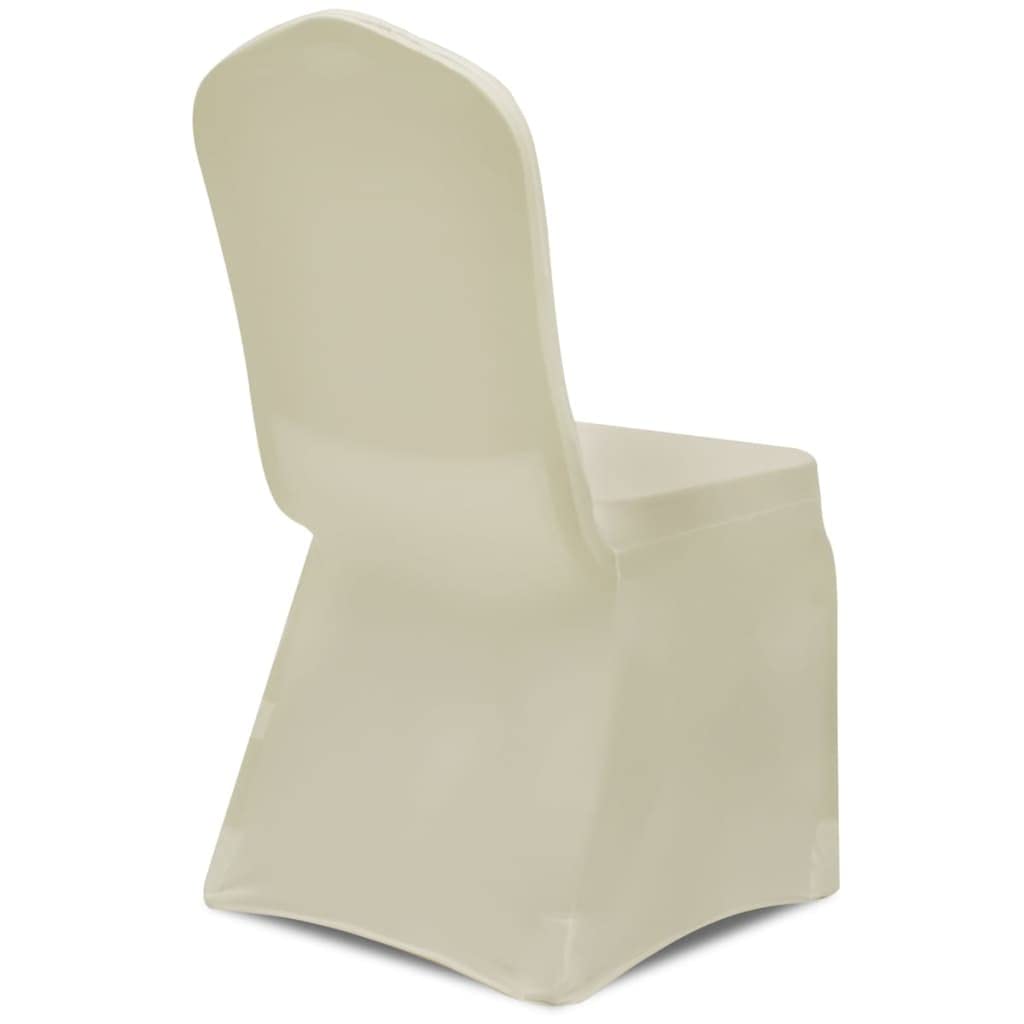 Set di 6 coprisedie in tessuto elasticizzato color crema, per matrimoni, banchetti, eventi, adatti per tutte le sedie tradizionali fino a 100 cm di altezza, lavabili, resistenti, versatili