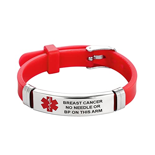Bracelet médical rouge femme réglable pour signaler vos allergies et pathologies
