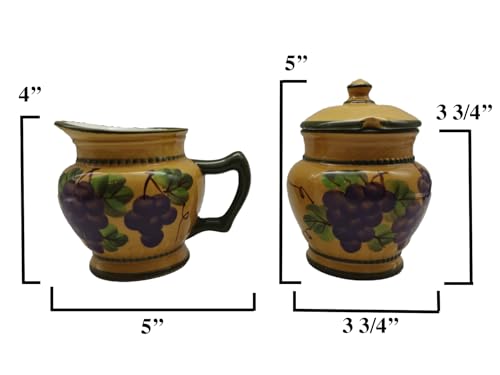ACK Ceramic Cream and Sugar Set, Sugar Bowl with Lid (Grape) - Thumbnail 3