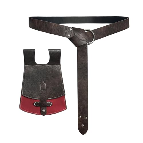 Ceinture de costume historique en cuir synthétique et sa pochette traditionnelle de rangement