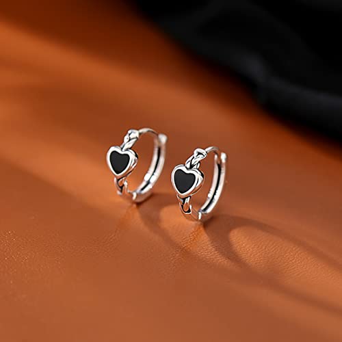 SLUYNZ Solid 925 Sterling Silver Black Heart Hoop Earrings for Women Teens Girls Heart Huggie Earrings Hoop4