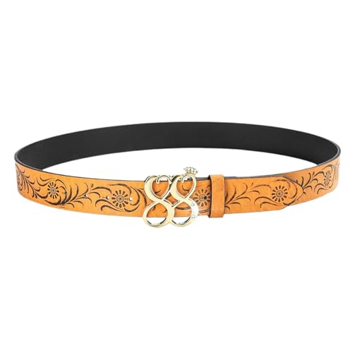 Vintage Waist Belt for Jeans Pants Embossing Flower Pattern Waistband for Men Women Casual Theme Party Waist Accessory