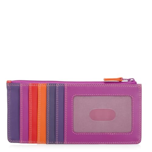 mywalit Leather Credit Card Holder | 15 Card Slots | ID Window & Zip Coin Pocket | Sangria Multi | Stylish & Compact Accessory for Men & Women | Perfect for Everyday Use2