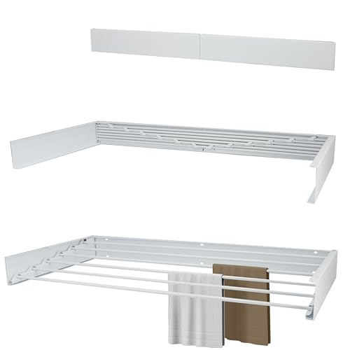 KROMS Etendoir Mural XXL Full Color Blanc 100cm - Longueur de Séchage de 6 Mètres - Inclus. Gabarit de Percage - Etendoir Mural Rabattable - Etendoir Linge Interieur Pliable - Sechoir a Linge Pliable