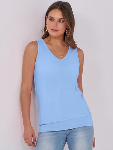 Image of ANRABESS Women Tank Tops Summer V Neck Sleeveless Casual Loose Fit Cute Cami Basic T Shirts Solid Tees 2026 Trendy Outfits