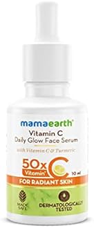 Mamaearth Vitamin C Daily Glow Face Serum for Men & Women - Vitamin C Serum for Glowing Skin, Oily Skin & Dark Spots, With 50x Vitamin C -10ml