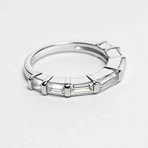 Michooyel S925 Baguette Eternity Ring Wedding Band Ring Cubic Zirconia Stacking Ring Sterling Silver Ring for Women4