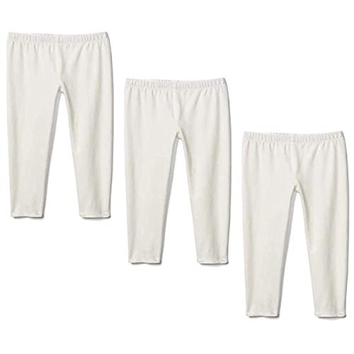 Flaryzone 2T-6T Toddler/Little Girls' Basic Cotton Capri Cropped Leggings (White-3Pack, 3T)