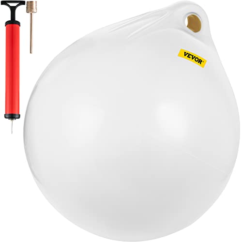 VEVOR Boat Buoy Ball, 21 Diameter Inflatable Heavy-Duty Marine-Grade Vinyl Marker Buoy, Round Boat Mooring Buoy, Anchoring, Rafting, Marking, Fishing, White