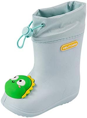 YONGFU Toddler Rain Boots Girls Kids Boys Waterproof Cartoon Printed Anti-Slip Rain Shoes Gardening Wear for 1-6 Years (Pink E#, 12-15Months)