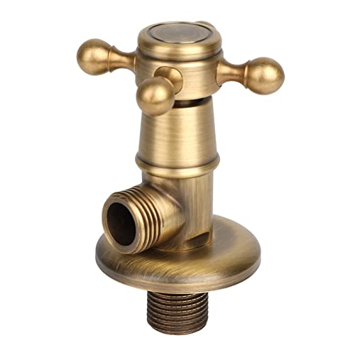 Beufee 1/2G Brass Gate Valve, Antique Triangle Valve Brass Triangle Valve Angle Valve Universal Kitchen Bathroom Toilet Hardware European Diverter Valve