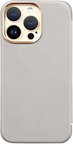 Étui pour iPhone 14 Pro Max anti-rayures, clapet cuir gris protecteur