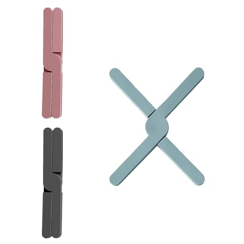 3 Pezzi Sottopentola Pieghevole in Silicone,Portavasi Pieghevole da Cucina, Portavasi Pieghevole da Tavolo da Cucina, Sottopentola A Forma Di X, Adatto per Pentole Calde,Stoviglie (Tre Colori)