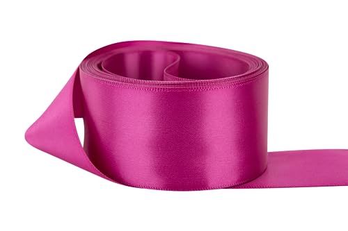 Image of Ribbon Bazaar Double Faced Satin - Premium Gloss Finish - 100% Polyester Ribbon for Gift Wrapping, Crafts, Scrapbooking, Hair Bow, Decorating & More - 5 /8 inch Magenta 50yd Spool