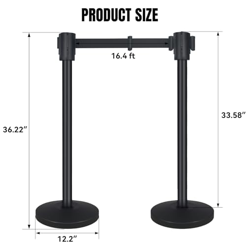 Qka QKA-16 Crowd Control Barriers With 16.4' Retractable Belt 2Pack Stainless Steel Stanchion Posts Queue Line Pole Stanchions thumb #2