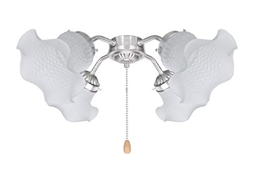 Image of Aspen Creative 23097-4A Transitional Style Replacement Floral Shaped Frosted Glass Shade, 2-1 /8 inch Fitter Size, 4-1 /8 inch Height x 5-1 /8 inch Diameter, 4 Pack