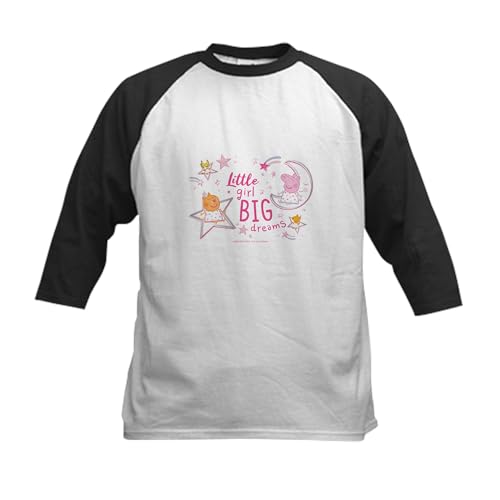 CafePress Peppa Pig Big Dreams Baseball Jersey Kids Cotton Baseball Jersey, 3/4 Raglan Sleeve Shirt Black/White