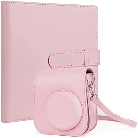 256 Pockets Mini Photo Album with Camera Case for Instax Mini 11 Camera (Pink)