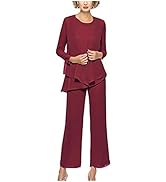 3 Pieces Chiffon Mother Pants Suits Women's Formal Evening Gowns Long Sleeves Wedding Outfit