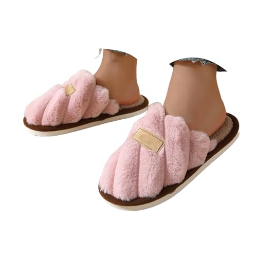 Womens Fluffy Slippers Non-Slip Warm Fuzzy House Slipper Cozy Memory Foam Indoor Outdoor Comfortable Shoes Slip On Home Slippers for Women Winter Non-Slip Bedroom Plush Slides Shoes