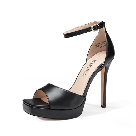 DREAM PAIRS Women's Stiletto High Heels Platform Ankle Strap Square Open Toe Dress Sexy Sandals,Size 8,BLACK-PU,SDHS2431W