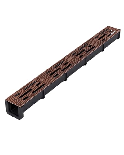 Canaletta Scolo Acqua Piovana Sistema di Drenaggio Fognario Lungo 50 cm, Canale di Scarico Sotterraneo Con Effetto Legno, Recinzione in Cemento per Cortile, Grondaia, Copertura del Fosso(50x5x4cm/19.7