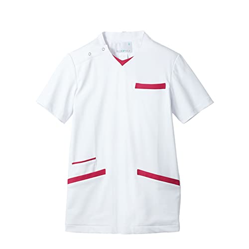 [モンブラン] スクラブ スクラブ(兼用・半袖) 72-1378(シロ／バーガンディ L 住商 医療用ユニホーム 白／バーガンディ L