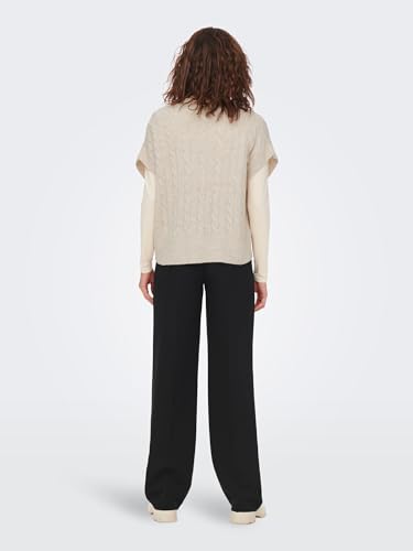ONLY Damen Pullunder Strickpullunder ONLMELODY XS S M L XL Beige Braun V-Neck, Größe:L, Farbe:Oatmeal Melange 15249328