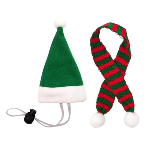 Cappelli per polli | Travestimento Babbo Natale per animali da fattoria | Sciarpa per piccoli animali e mini cappello di Babbo Natale con sottogola regolabile – per gallina criceto coniglio