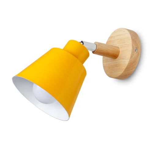 Lámpara de pared moderna amarilla macaron de madera para dormitorio y cocina