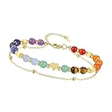 SELiLe Handwerklicher Doppelfaden Steinkugel Armreif, zarter Herzplan, Natursteinschmuck, modifizierbare Kette für Frauen, Abschnitt Herzkugel Schmuck