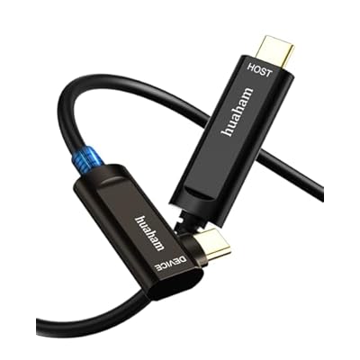USB C Fiber Optic Right Angled Cable 50FT, 10Gbps USB 3.2 Gen2 USB C Cable, Ultra Slim & Long Distance Type C Cable with Germany SiliconLine Chip for Logitech 4K Camera,VRAR,Video Conference