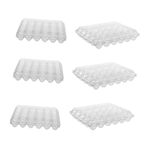 HORIALENCE 6個 透明卵収納ボックス 再利用可能プラスチック製卵ホルダー 冷蔵庫対応スタッカブル設計 農場 市場向け大容量エッグケース