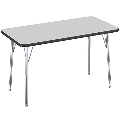 FDP 24" x 48" Rectangle Table with Swivel Glide Legs - Gray/Black/Silver