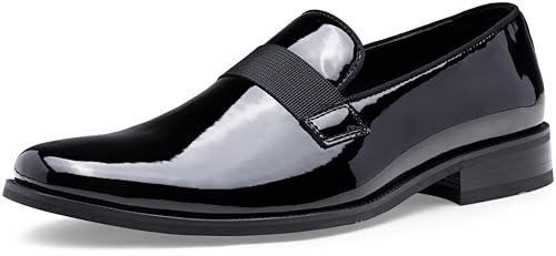Jousen Men's Tuxedo Shoes Black Dress Shoes for Men Business Formal Mens Loafers Slip On