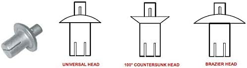 38-112-18-16 ALUMINUM DRIVE RIVET - 3/8" DIAMETER X .500-.625 GRIP RANGE, UNIVERSAL HEAD, PLAIN FINISH (10)