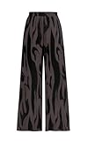 PRETTYGARDEN Graphic Print Palazzo Pants for Women High Waisted Wide Leg Pants Casual Flowy Pajama Pants Women (Black on Dark Brown, Medium)