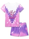 Beezizac Girl Pajamas Let Me Sleep Tie Dye Pink & Purple Short Sleeves Set Fashion Comfortable Kid 2-Piece Set Size 10