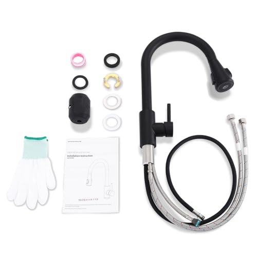 HOMELODY Wasserhahn Küche Schwarz mit LED Temperaturanzeige, Küchenarmatur Ausziehbar, Hochdruck Mischbatterie Spültischarmatur aus Edelstahl mit 2 Strahlarten, Einfache Installation