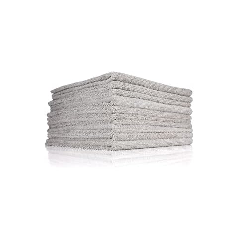 The Rag Company - Edgeless 300 - Microfiber Detailing Towels, Perfect for Removing Polishes, Sealants, and Glaze; Great for Interior Cleaning and Dirty Jobs; 300GSM, 16in x 16in, Ice Grey (10-Pack) Cover
