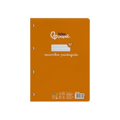 Recambio liderpapel a4 pautaguia 100 hojas 75 g/m2 cuadriculado pautado 2,5 mm con margen 4 taladros