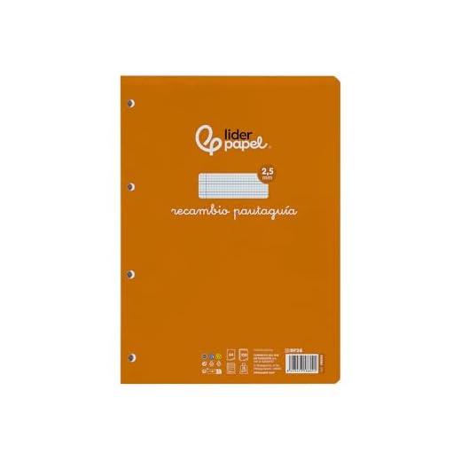 Recambio liderpapel a4 pautaguia 100 hojas 75 g/m2 cuadriculado pautado 2,5 mm con margen 4 taladros