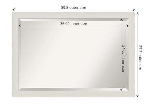 Image of Amanti Art Framed Vanity Mirror | Bathroom Mirrors for Wall | Rustic Plank White Narrow Mirror | Wall Mounted Mirror | Large Mirror | 27.38 x 39.38