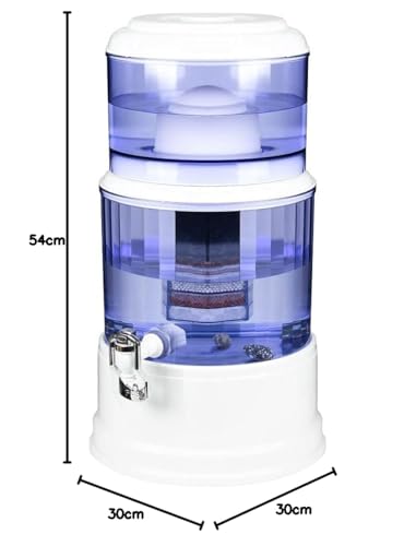 AcalaQuell® BASIC Water Filter System | White | with Tank | Blue. BPA & BPB Free Plastic Reservoir with a Capacity of 8 litres. Best Natural Gravity Filtration Technology - Image 9