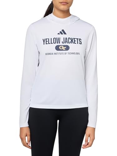 adidas Women's D4T Georgia Technical University Lightweight Hoodie, White/Collegiate Navy/Georgia Technical University, Medium